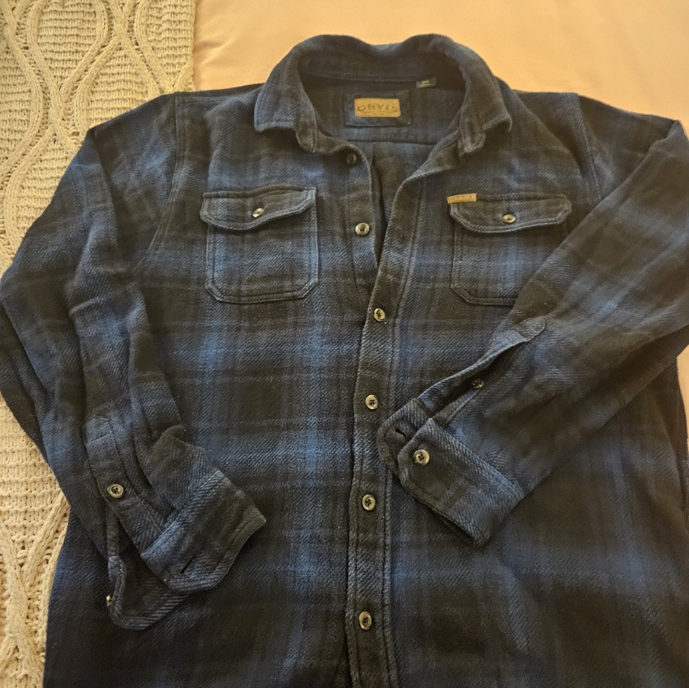 Orvis Shacket Mens M Plaid Button Up Flannel Shirt Long Sleeve Classic Outdoors - Picture 2 of 7
